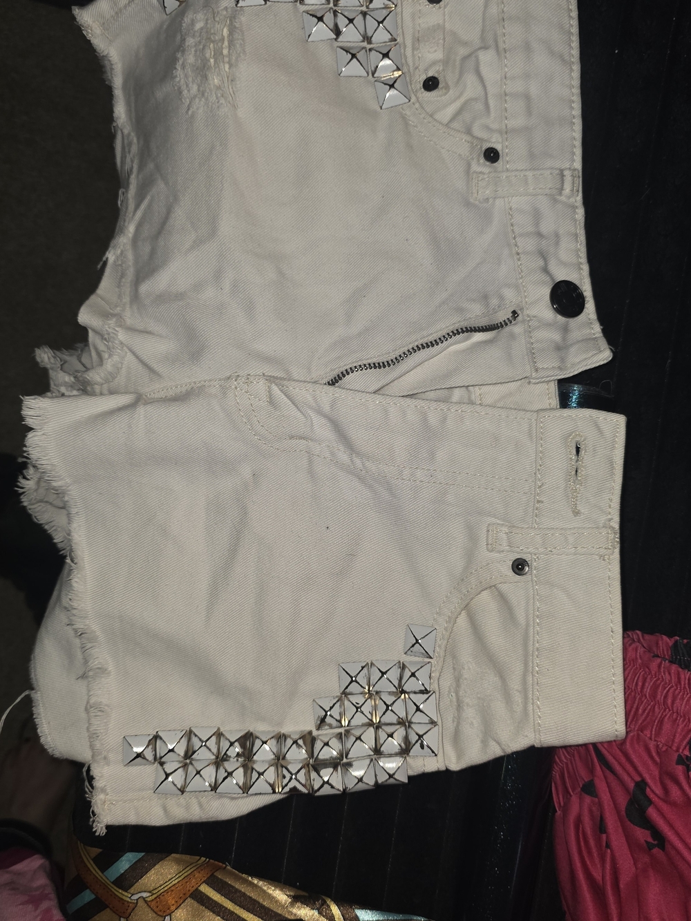 BDG Ivory Studded Denim Jean Shorts